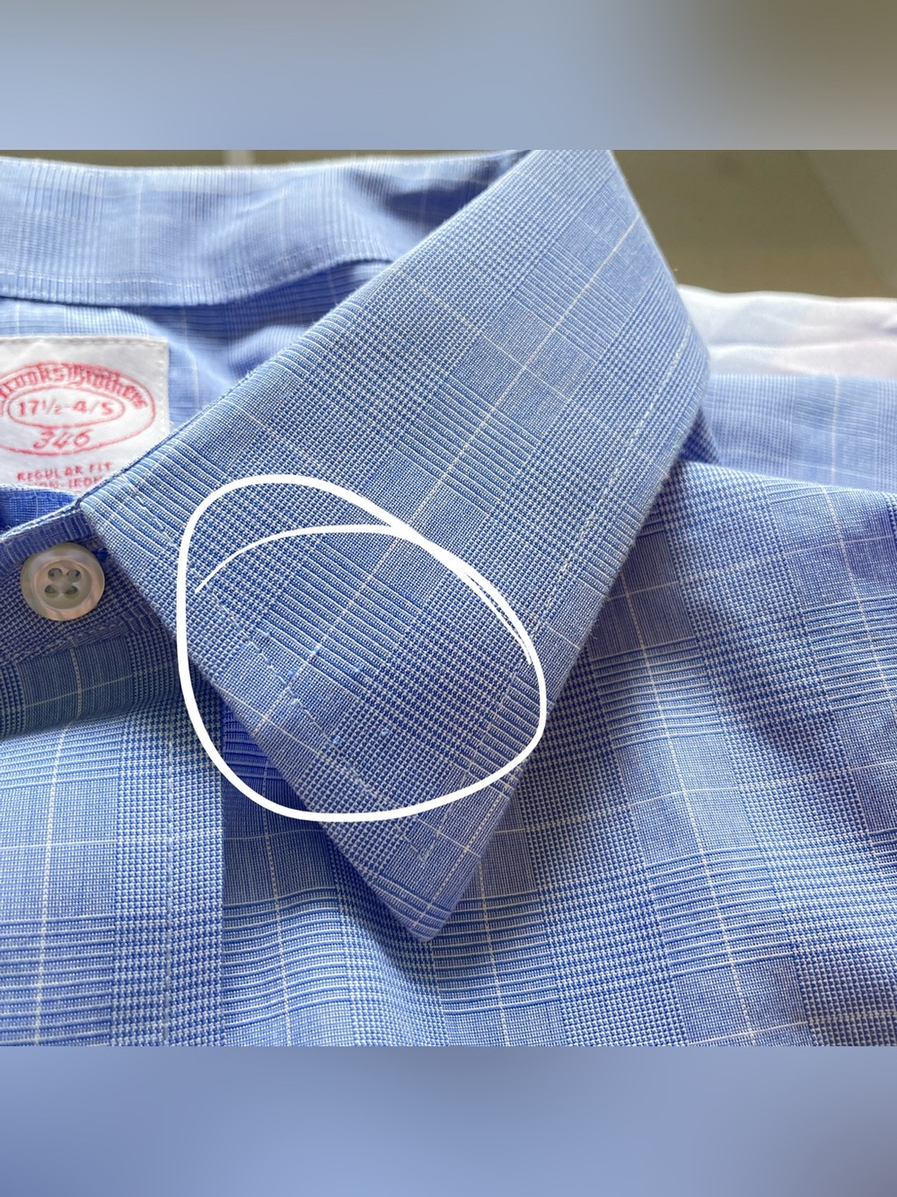Brooks Brothers 100% Cotton Light Blue Windowpane Long Sleeve Dress Shirt - Picture 5 of 11